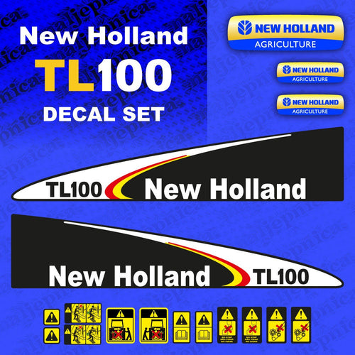 New Holland TL100 Black Aftermarket Replacement Tractor Decal (Sticker) Set replacement decal set