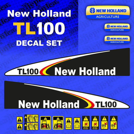New Holland TL100 Black Aftermarket Replacement Tractor Decal (Sticker) Set replacement decal set
