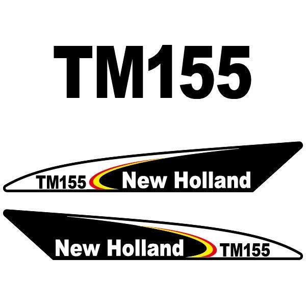 New Holland TM155 Black Aftermarket Replacement Tractor Decal (Sticker) Set replacement decal set