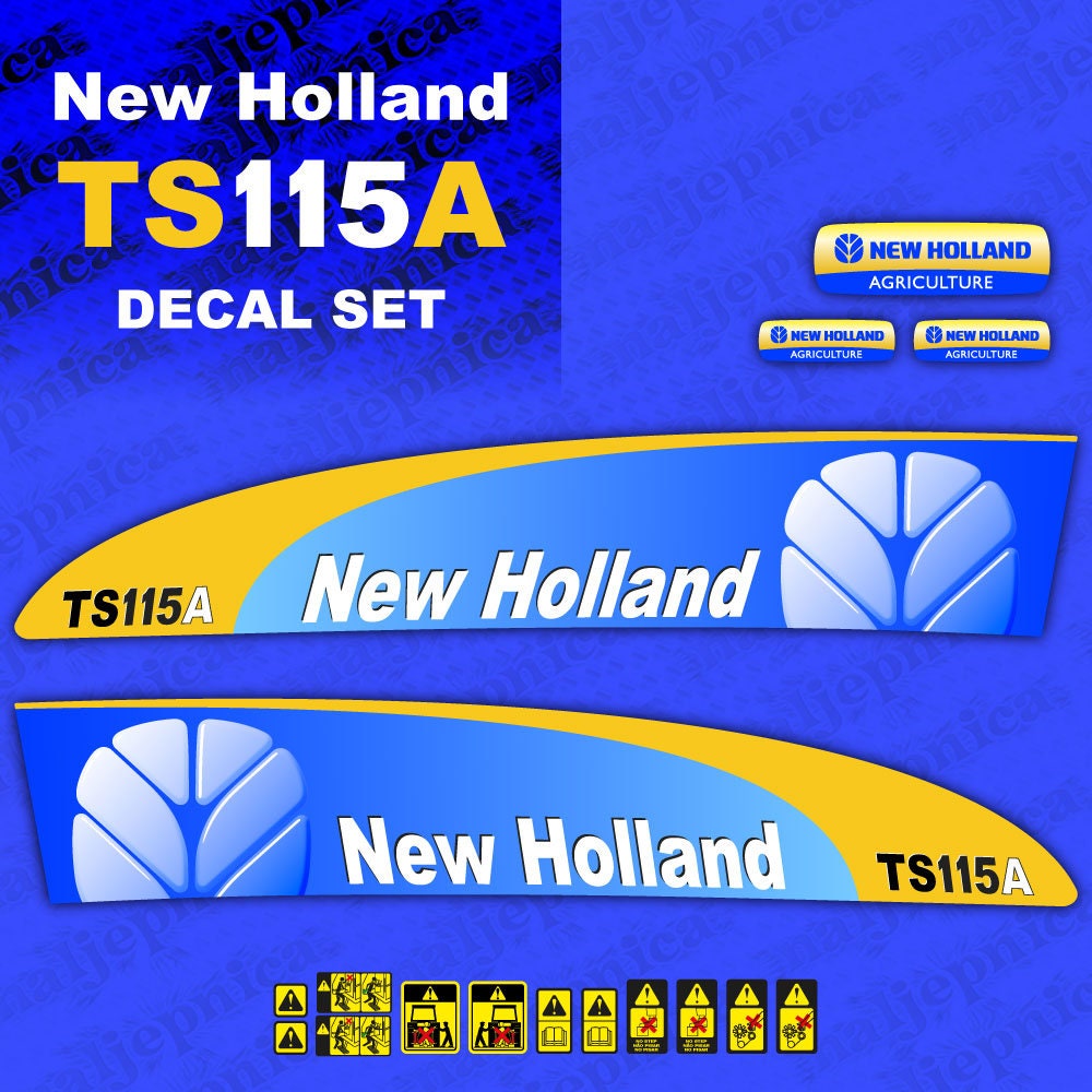 New Holland TS115A Aftermarket Replacement Tractor Decal (Sticker) Set replacement decal set