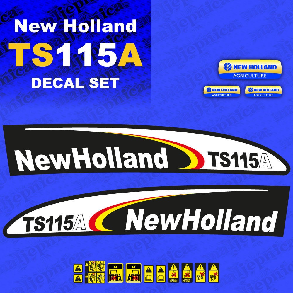 New Holland TS115A Black Aftermarket Replacement Tractor Decal (Sticker) Set replacement decal set