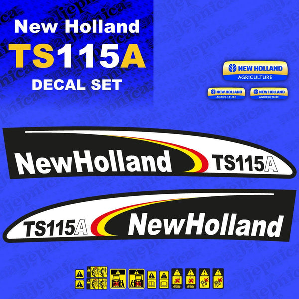 New Holland TS115A Black Aftermarket Replacement Tractor Decal (Sticker) Set replacement decal set