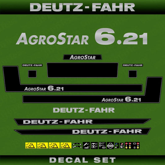Deutz Fahr AgroStar 6.21 Aftermarket Replacement Tractor Decal (Sticker) Set replacement decal set