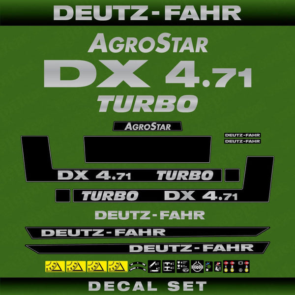 Deutz Fahr AgroStar DX 4.71 Turbo Aftermarket Replacement Tractor Decal (Sticker) Set replacement decal set