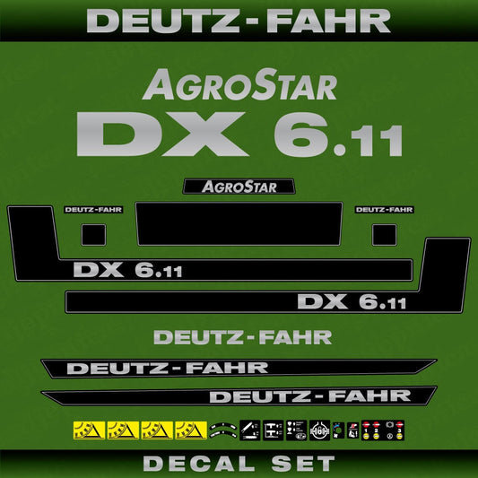 Deutz Fahr AgroStar DX 6.11 Aftermarket Replacement Tractor Decal (Sticker) Set replacement decal set