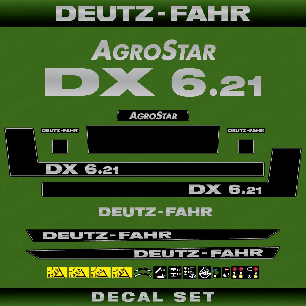 Deutz Fahr AgroStar DX 6.21 Aftermarket Replacement Tractor Decal (Sticker) Set