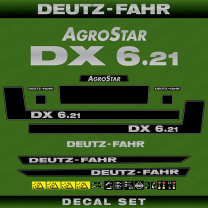 Deutz Fahr AgroStar DX 6.21 Aftermarket Replacement Tractor Decal (Sticker) Set
