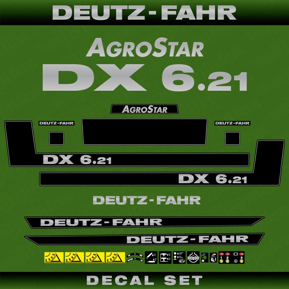 Deutz Fahr AgroStar DX 6.21 Aftermarket Replacement Tractor Decal (Sticker) Set replacement decal set