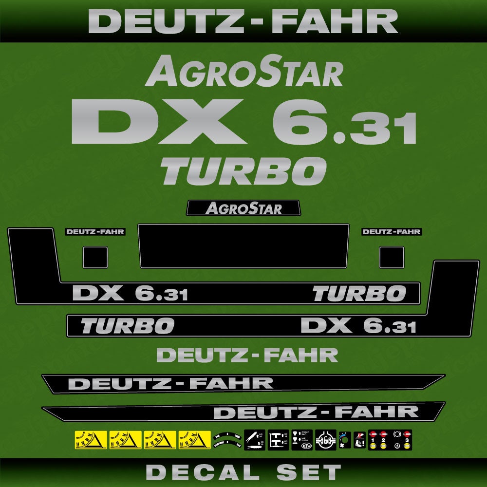 Deutz Fahr AgroStar DX 6.31 Turbo Aftermarket Replacement Tractor Decal (Sticker) Set replacement decal set