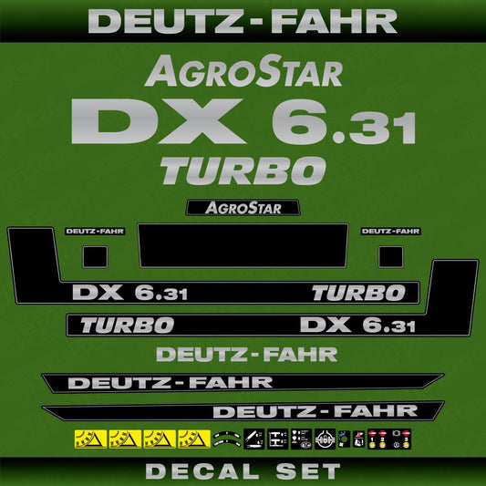 Deutz Fahr AgroStar DX 6.31 Turbo Aftermarket Replacement Tractor Decal (Sticker) Set replacement decal set