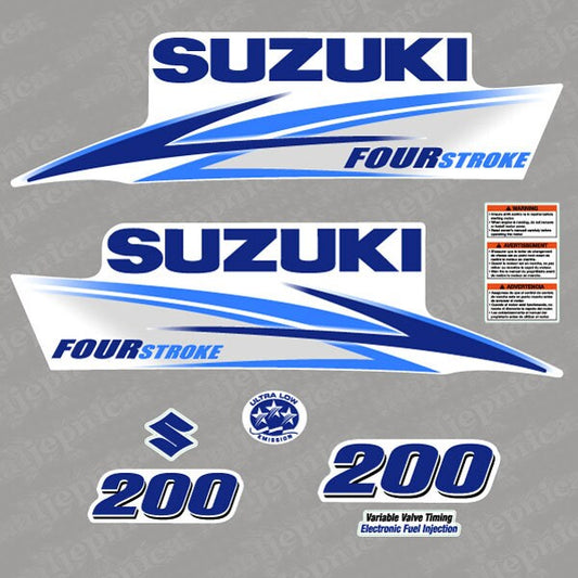 Suzuki 200 Four Stroke Blue (2013) Outboard Decal Sticker Set