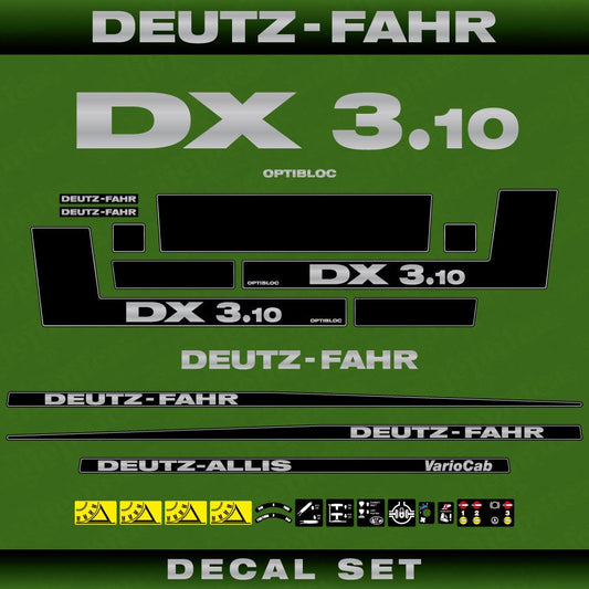 Deutz DX 3.10 VarioCab Aftermarket Replacement Tractor Decal (Sticker) Set replacement decal set