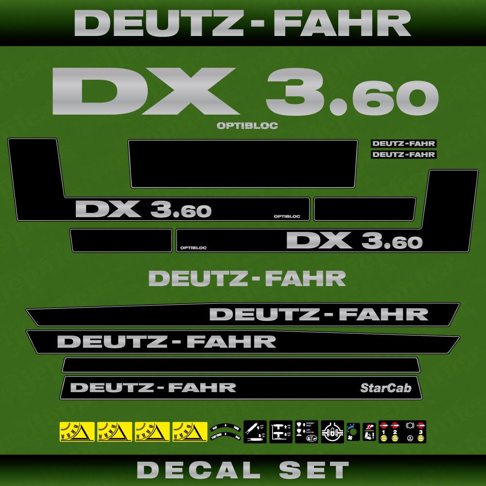 Deutz DX 3.60 Aftermarket Replacement Tractor Decal (Sticker) Set replacement decal set
