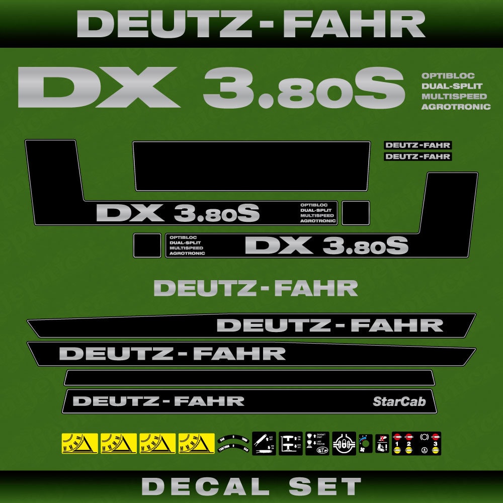 Deutz DX 3.80S ODMA Aftermarket Replacement Tractor Decal (Sticker) Set