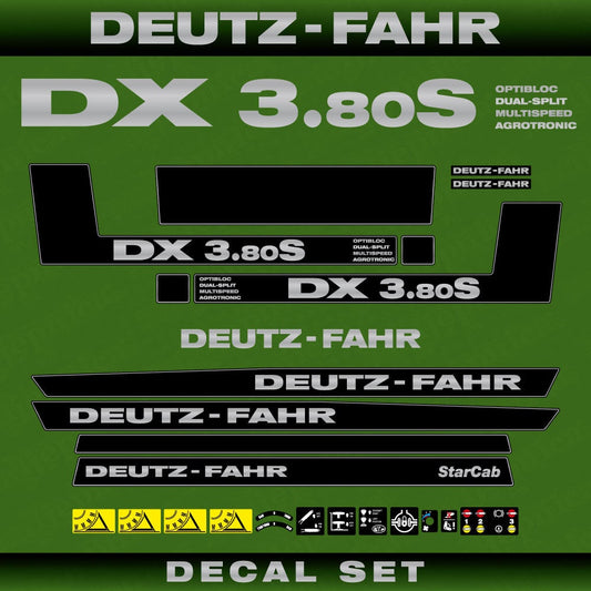 Deutz DX 3.80S Aftermarket Replacement Tractor Decal (Sticker) Set replacement decal set