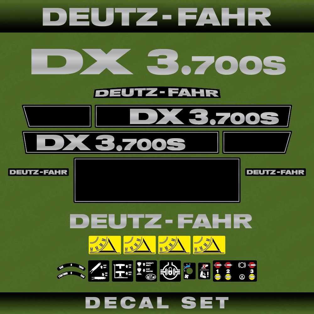Deutz DX 3.700S Aftermarket Replacement Tractor Decal (Sticker) Set replacement decal set
