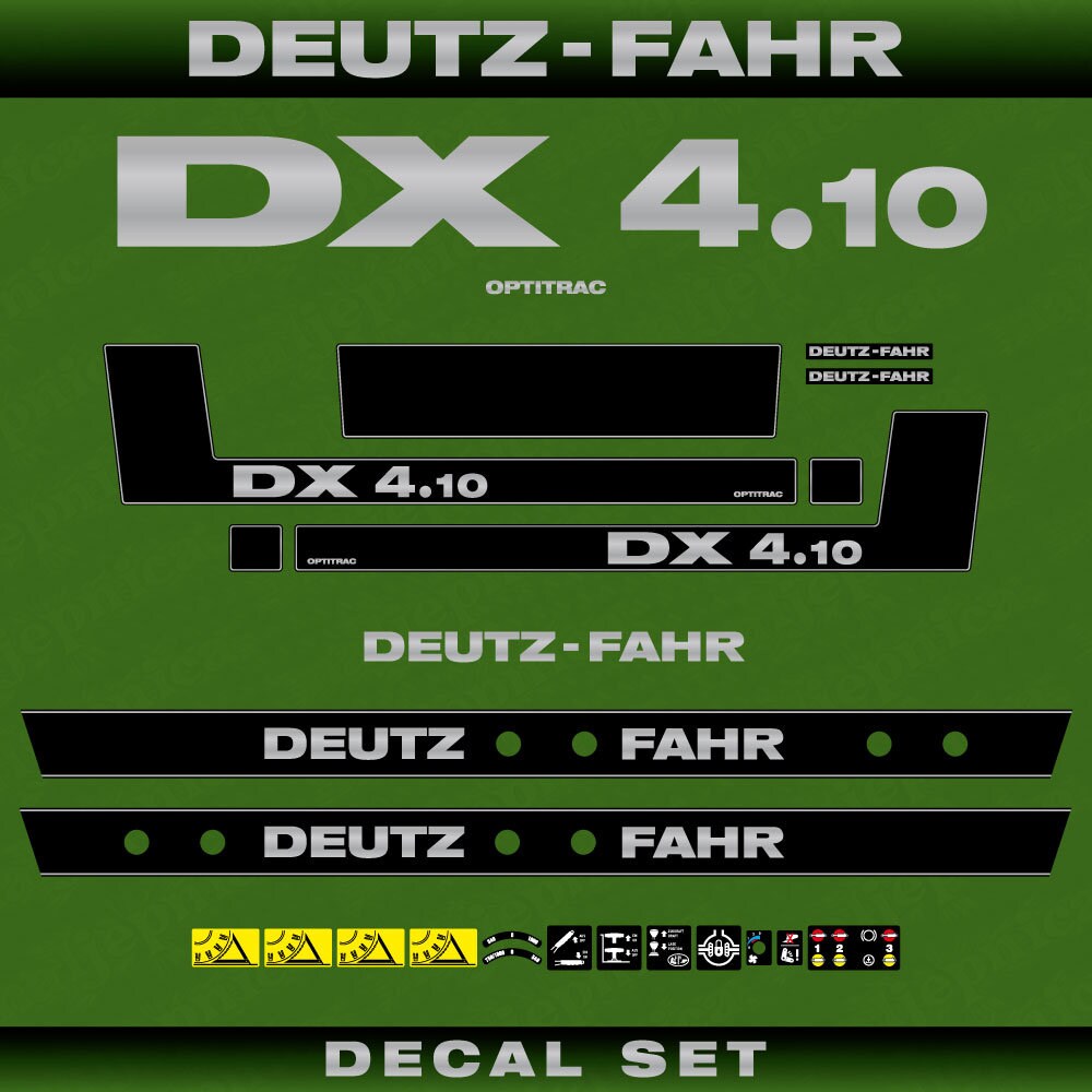 Deutz DX 4.10 O Aftermarket Replacement Tractor Decal (Sticker) Set replacement decal set