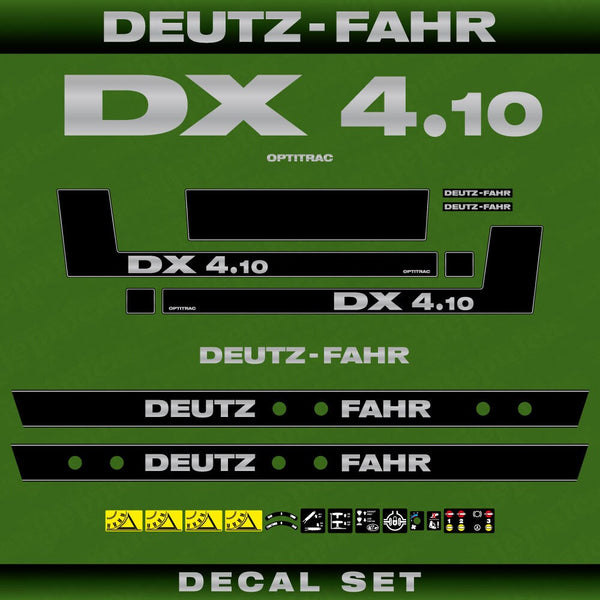 Deutz DX 4.10 O Aftermarket Replacement Tractor Decal (Sticker) Set replacement decal set