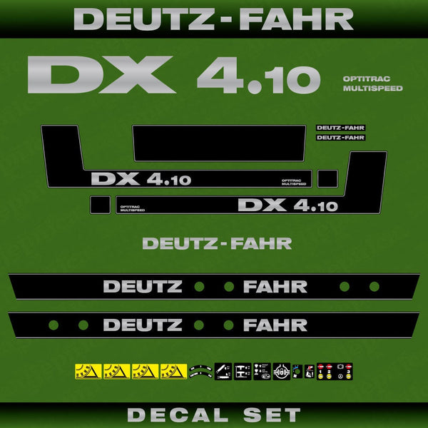 Deutz DX 4.10 OM Aftermarket Replacement Tractor Decal (Sticker) Set replacement decal set