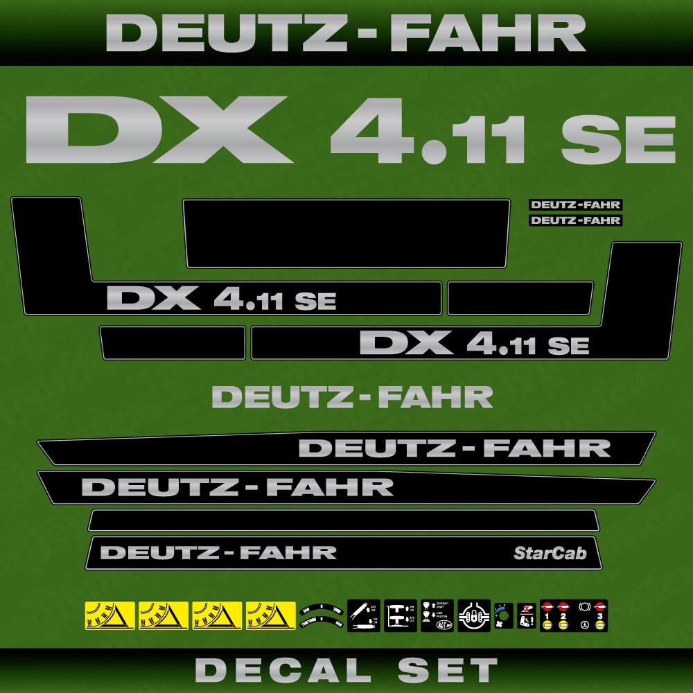 Deutz DX 4.11 SE Aftermarket Replacement Tractor Decal (Sticker) Set replacement decal set