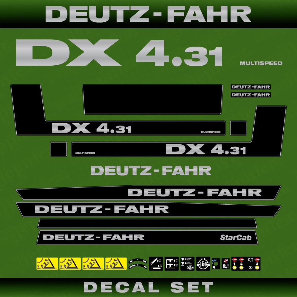 Deutz DX 4.31 Aftermarket Replacement Tractor Decal (Sticker) Set replacement decal set