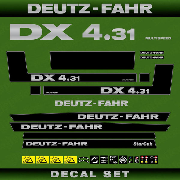 Deutz DX 4.31 Aftermarket Replacement Tractor Decal (Sticker) Set replacement decal set