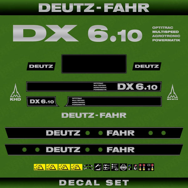 Deutz DX 6.10 OMAP Aftermarket Replacement Tractor Decal (Sticker) Set replacement decal set