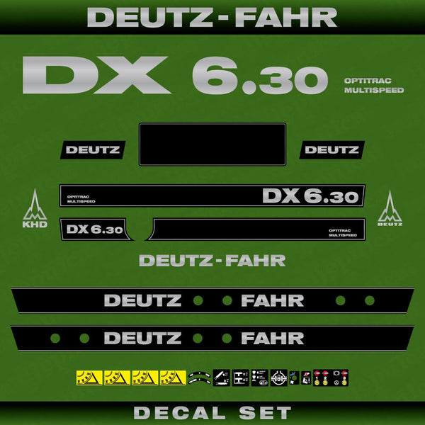 Deutz DX 6.30 OM Aftermarket Replacement Tractor Decal (Sticker) Set replacement decal set