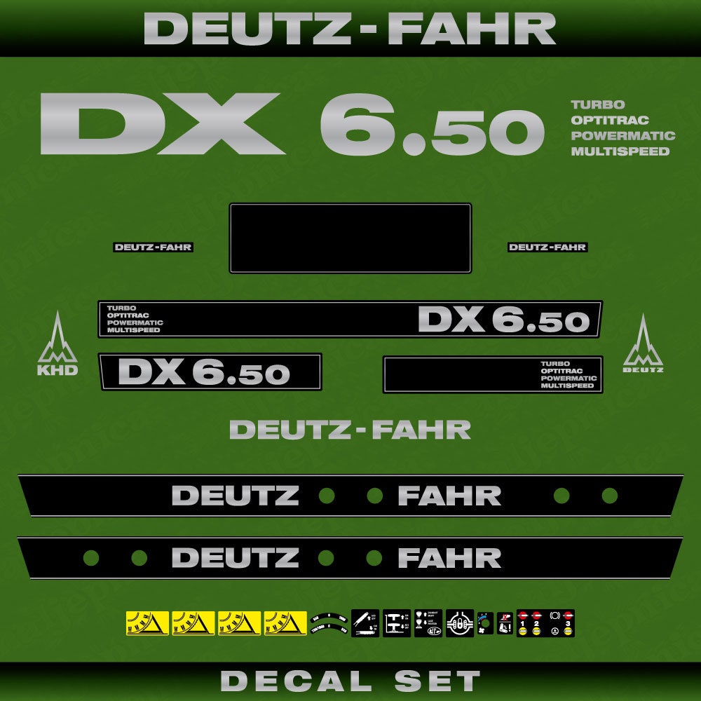 Deutz Fahr DX 6.50 TOPM Aftermarket Replacement Tractor Decal (Sticker) Set