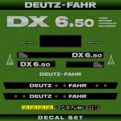 Deutz Fahr DX 6.50 TOPM Aftermarket Replacement Tractor Decal (Sticker) Set