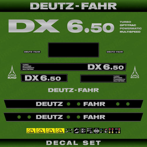 Deutz Fahr DX 6.50 TOPM Aftermarket Replacement Tractor Decal (Sticker) Set