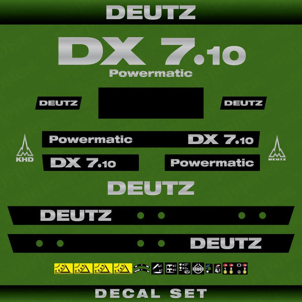Deutz DX 7.10 Powermatic Aftermarket Replacement Tractor Decal (Sticker) Set replacement decal set