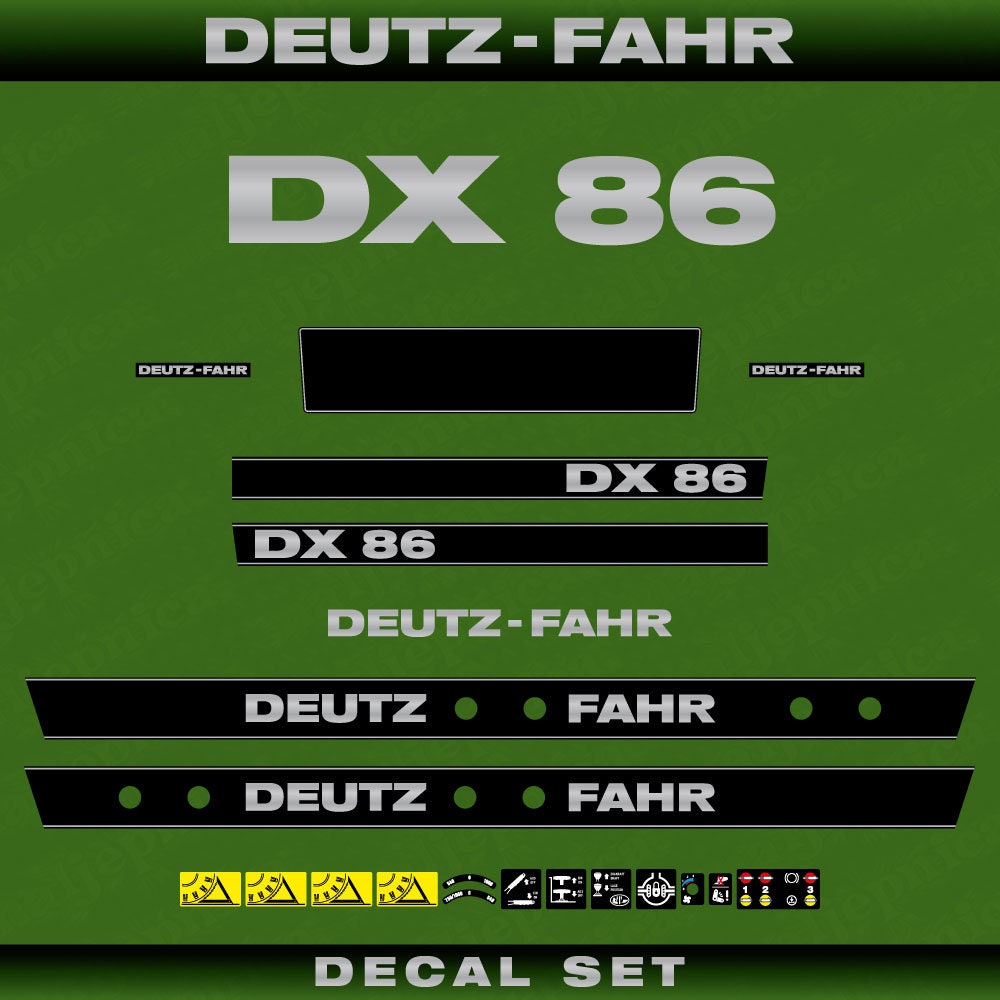 Deutz DX 86 Aftermarket Replacement Tractor Decal (Sticker) Set