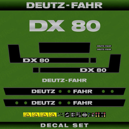Deutz Fahr DX 80 Aftermarket Replacement Tractor Decal (Sticker) Set
