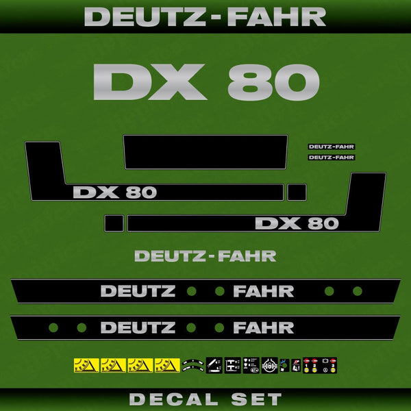 Deutz DX 80 Aftermarket Replacement Tractor Decal (Sticker) Set replacement decal set