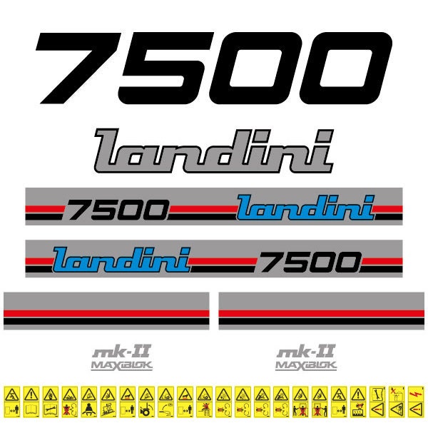 Landini 7500 Maxiblok MK2 Aftermarket Replacement Tractor Decal (Sticker) Set