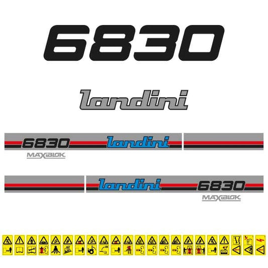 Landini 6830 Maxiblok (1987) Aftermarket Replacement Tractor Decal (Sticker) Set