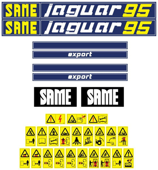 Same Jaguar 95 Export Aftermarket Replacement Tractor Decals (sticker - aufkleber - adesivo) Set