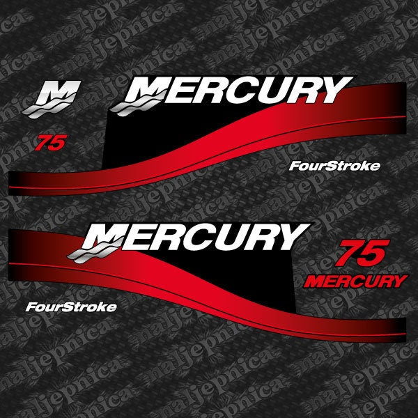 Mercury 75 Four Stroke (1999-2004) Outboard Decal /aufkleber / adesivo / Sticker Set replacement decal set
