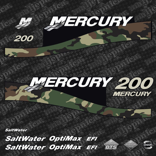 Mercury 200 Cameo EFI Saltwater 1999-2004 outboard decal sticker set replacement decal set