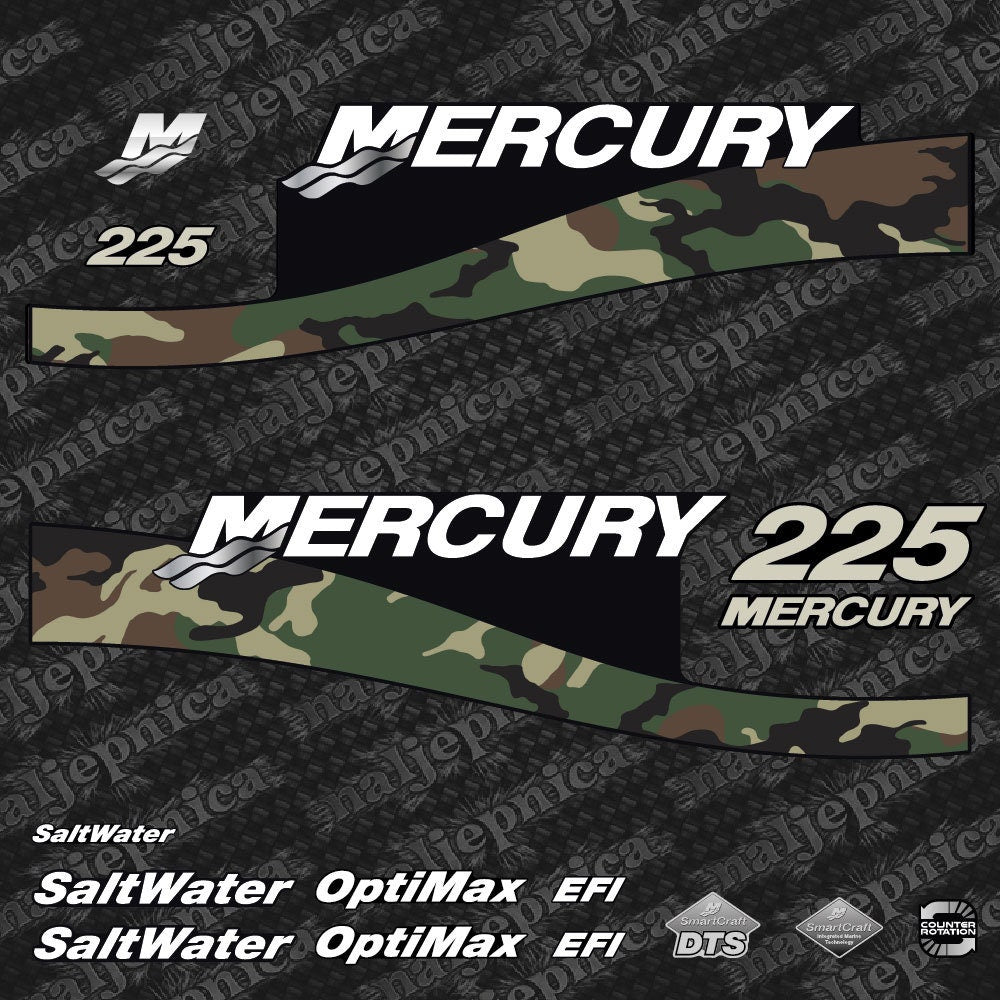 Mercury 225 Cameo EFI Saltwater 1999-2004 outboard decal sticker set replacement decal set