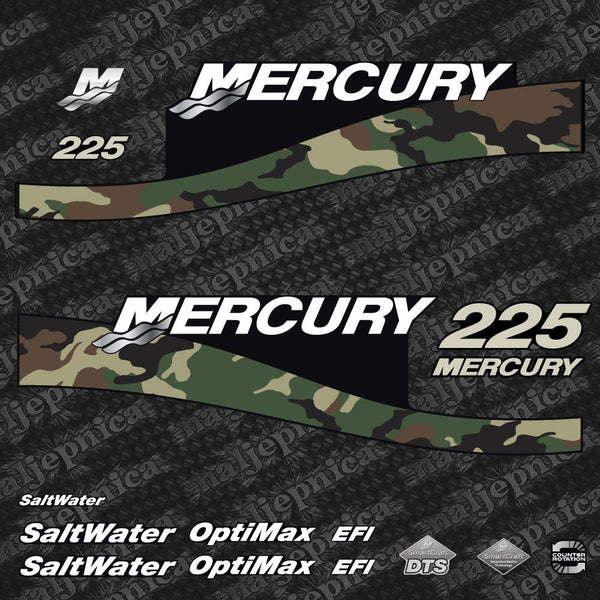 Mercury 225 Cameo EFI Saltwater 1999-2004 outboard decal sticker set replacement decal set