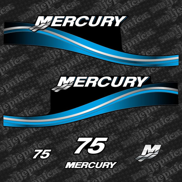 Mercury 75 Two Stroke Blue (2005) Outboard Decal / Aufkleber / Adesivo/ Sticker Set replacement decal set