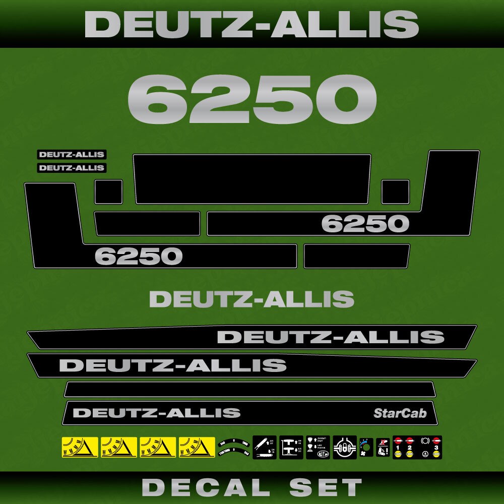 Deutz Allis 6250 Aftermarket Replacement Tractor Decal (Sticker) Set
