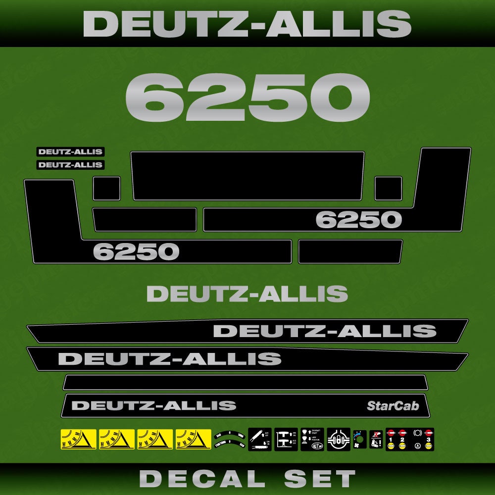 Deutz Allis 6250 Aftermarket Replacement Tractor Decal (Sticker) Set replacement decal set