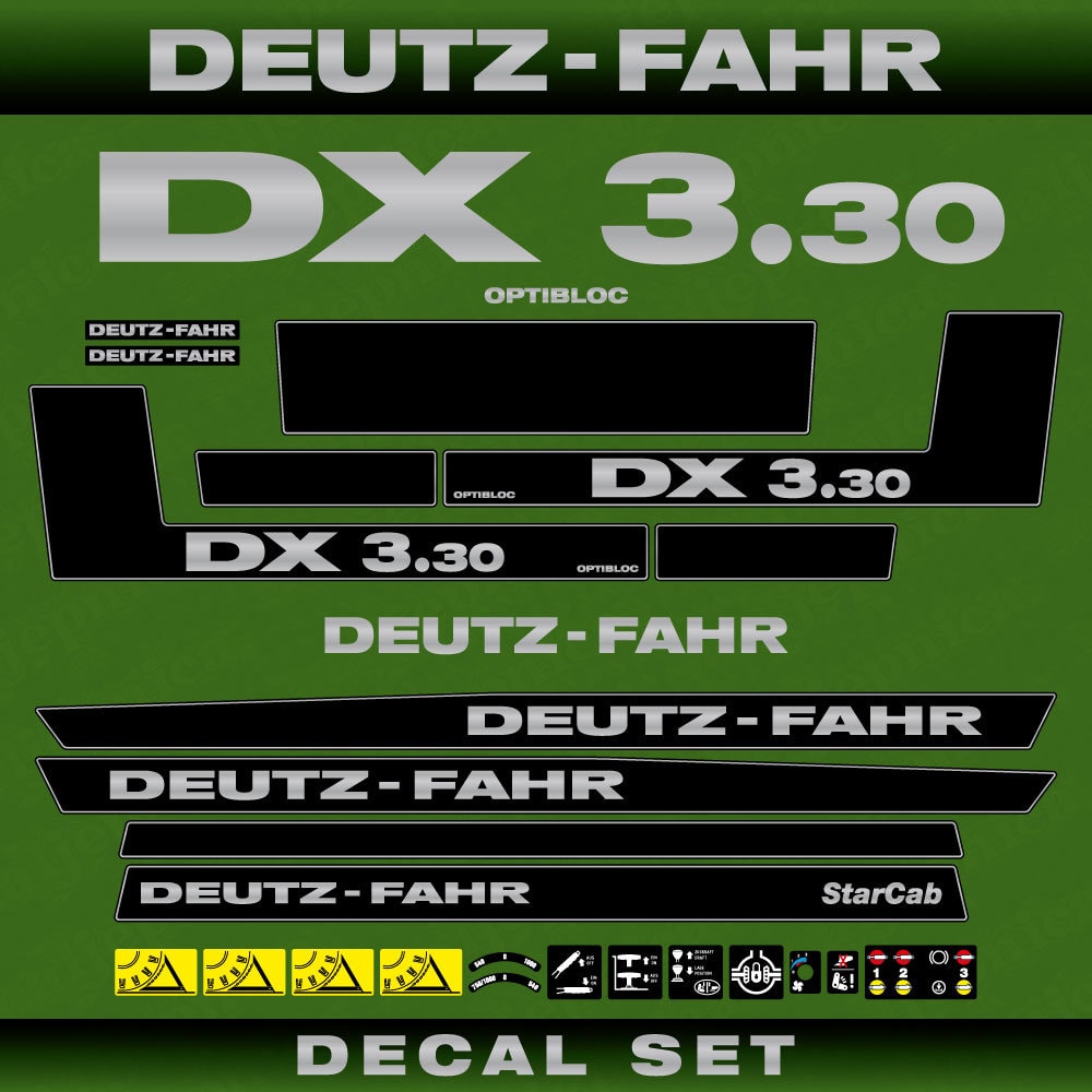 Deutz DX 3.30 Aftermarket Replacement Tractor Decal (Sticker) Set replacement decal set