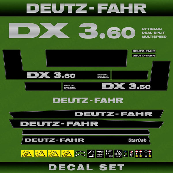 Deutz DX 3.60 ODM Aftermarket Replacement Tractor Decal (Sticker) Set replacement decal set