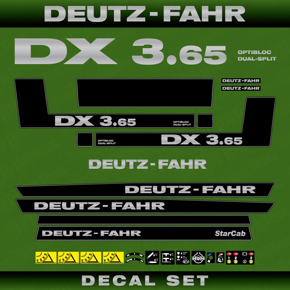 Deutz DX 3.65 OD Aftermarket Replacement Tractor Decal (Sticker) Set replacement decal set