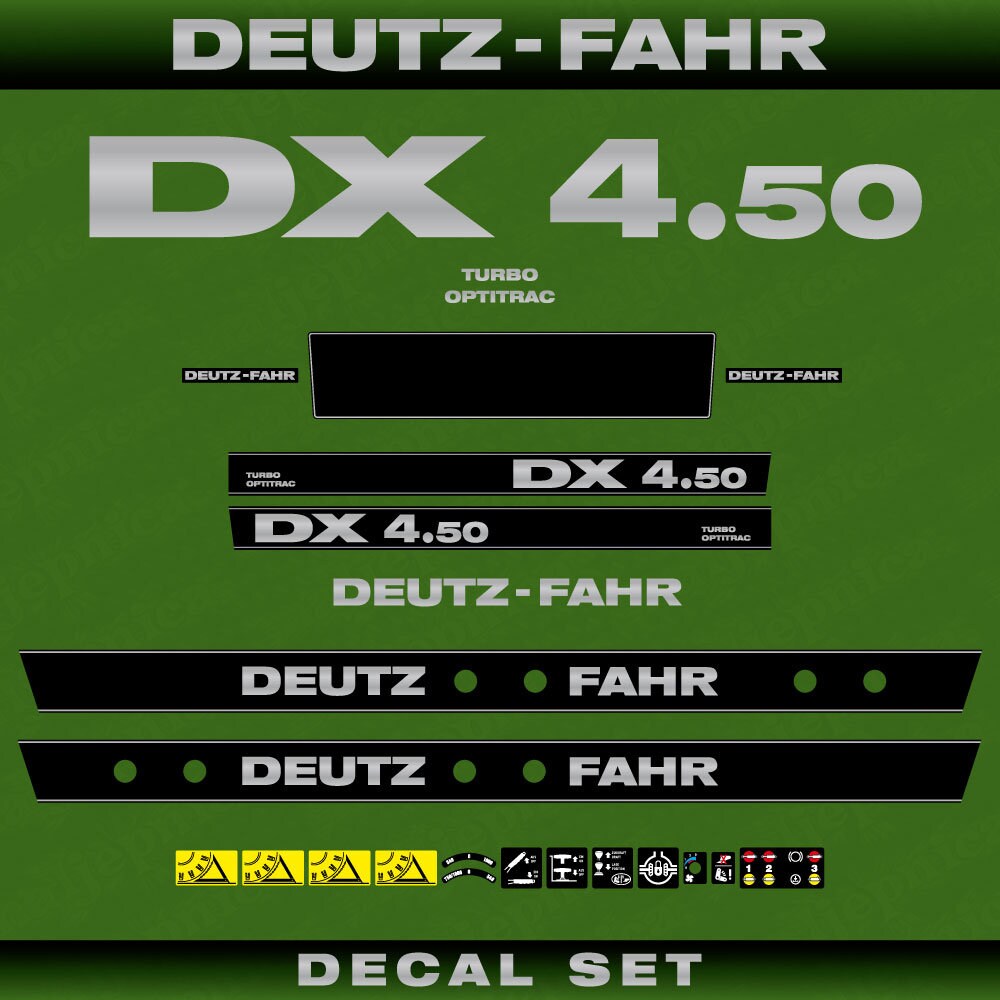 Deutz DX 4.50 TO Aftermarket Replacement Tractor Decal (Sticker) Set replacement decal set