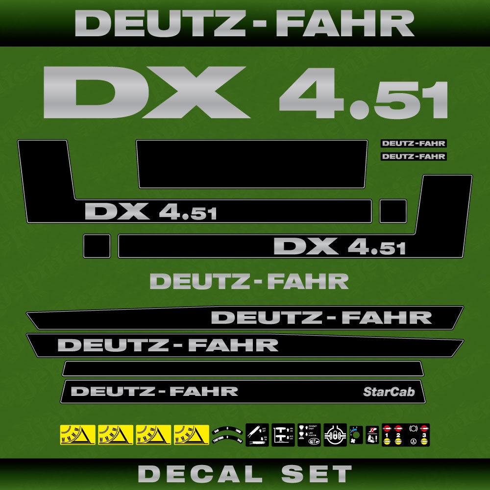 Deutz DX 4.51 Aftermarket Replacement Tractor Decal (Sticker) Set replacement decal set